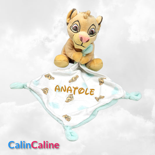 Doudou Peluche Mouchoir Disney Simba 15cm | Prénom Personnalisé