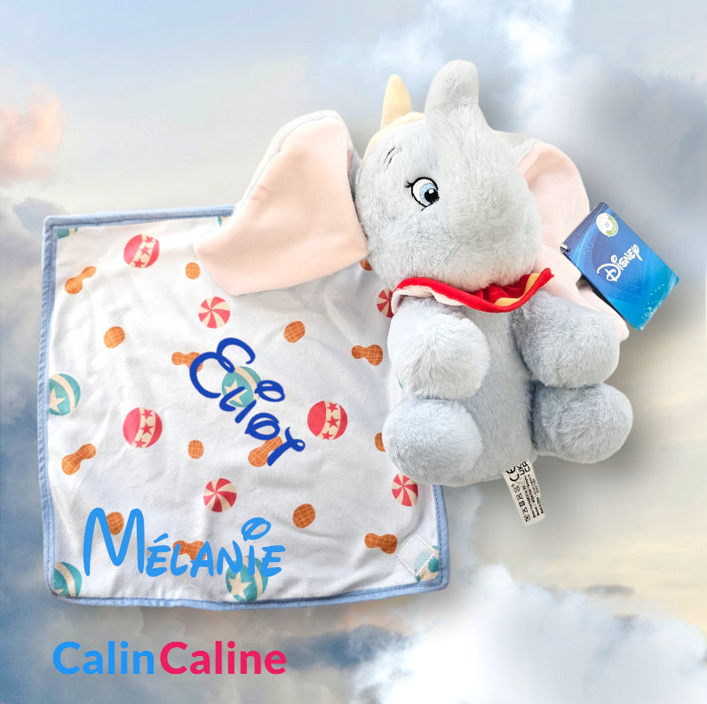 Doudou Peluche Disney Dumbo 25cm avec Mouchoir Personnalisé | Nicotoy