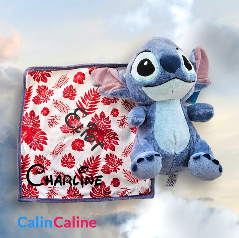 Doudou Peluche Stitch 25cm avec Mouchoir Personnalisé, Nicotoy