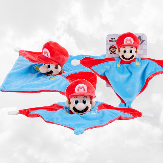 Doudou Mouchoir Plat Super Mario avec Grelot | 25cm | Prénom brodé
