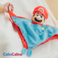 Doudou Mouchoir Plat Super Mario avec Grelot | 25cm | Prénom brodé