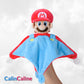 Doudou Mouchoir Plat Super Mario avec Grelot | 25cm | Prénom brodé