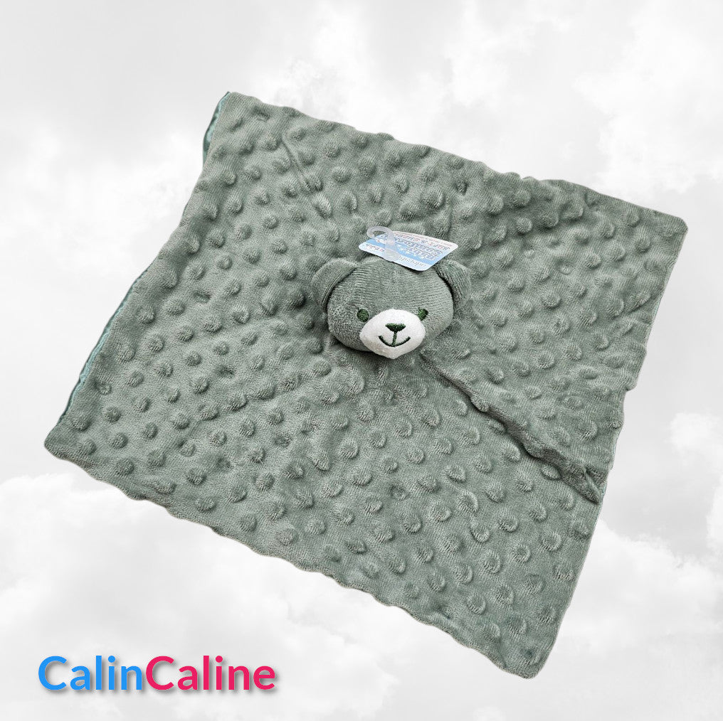 Doudou Mouchoir Ourson Vert Sage 35cm | Prénom Personnalisé