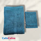 Ensemble Drap de bain + Gant de toilette assorti | Prénom Brodé | Aqua