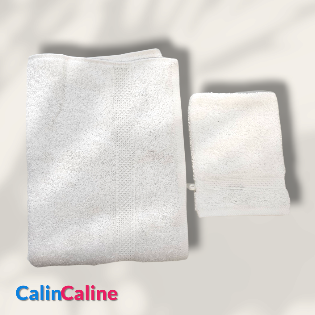 Personalized Bath Sheet + Matching Washcloth Set - White