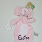 Doudou Eléphant 28cm Rose Avec Anneau de Dentition | Prénom Brodé