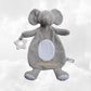 Doudou Eléphant 28cm Gris Avec Anneau de Dentition | Prénom Brodé