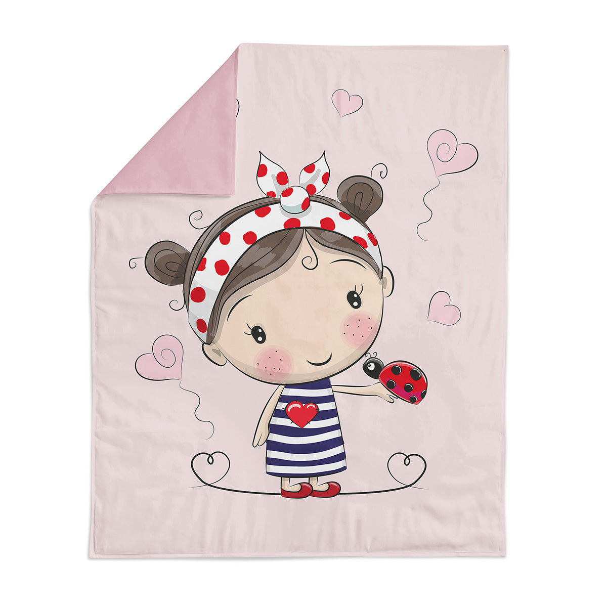 Couverture Plaid Bébé Fille Coccinelle | 70cm x 95cm | Minky au choix