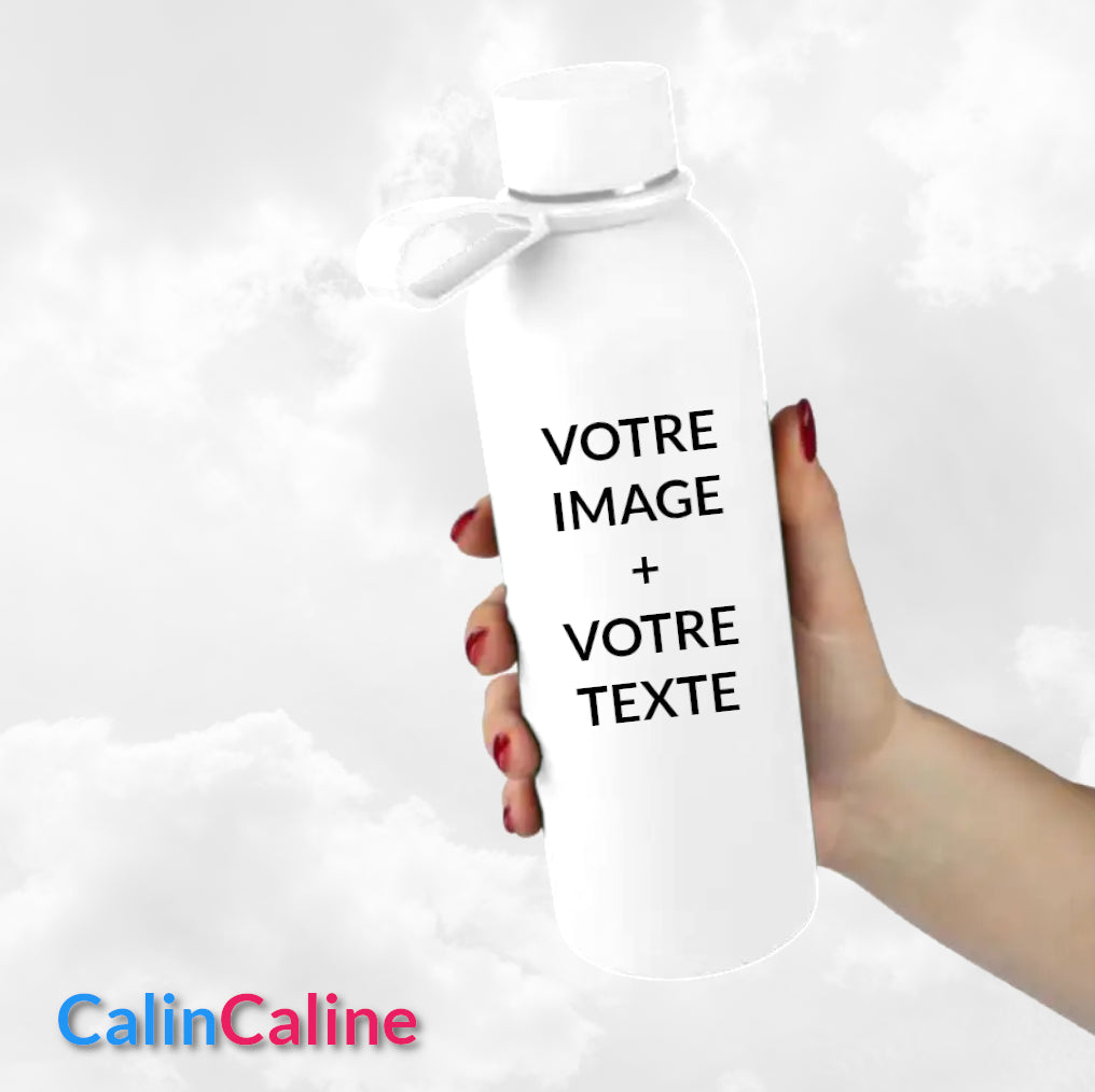 Gourde Isotherme Blanche Personnalisée | Double paroi | 500 ml | Inox
