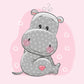 Couverture Plaid Bébé Hippopotame | 70cm x 95cm | Couleur minky au choix