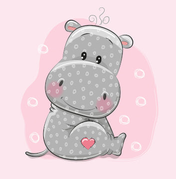 Couverture Plaid Bébé Hippopotame | 70cm x 95cm | Couleur minky au choix