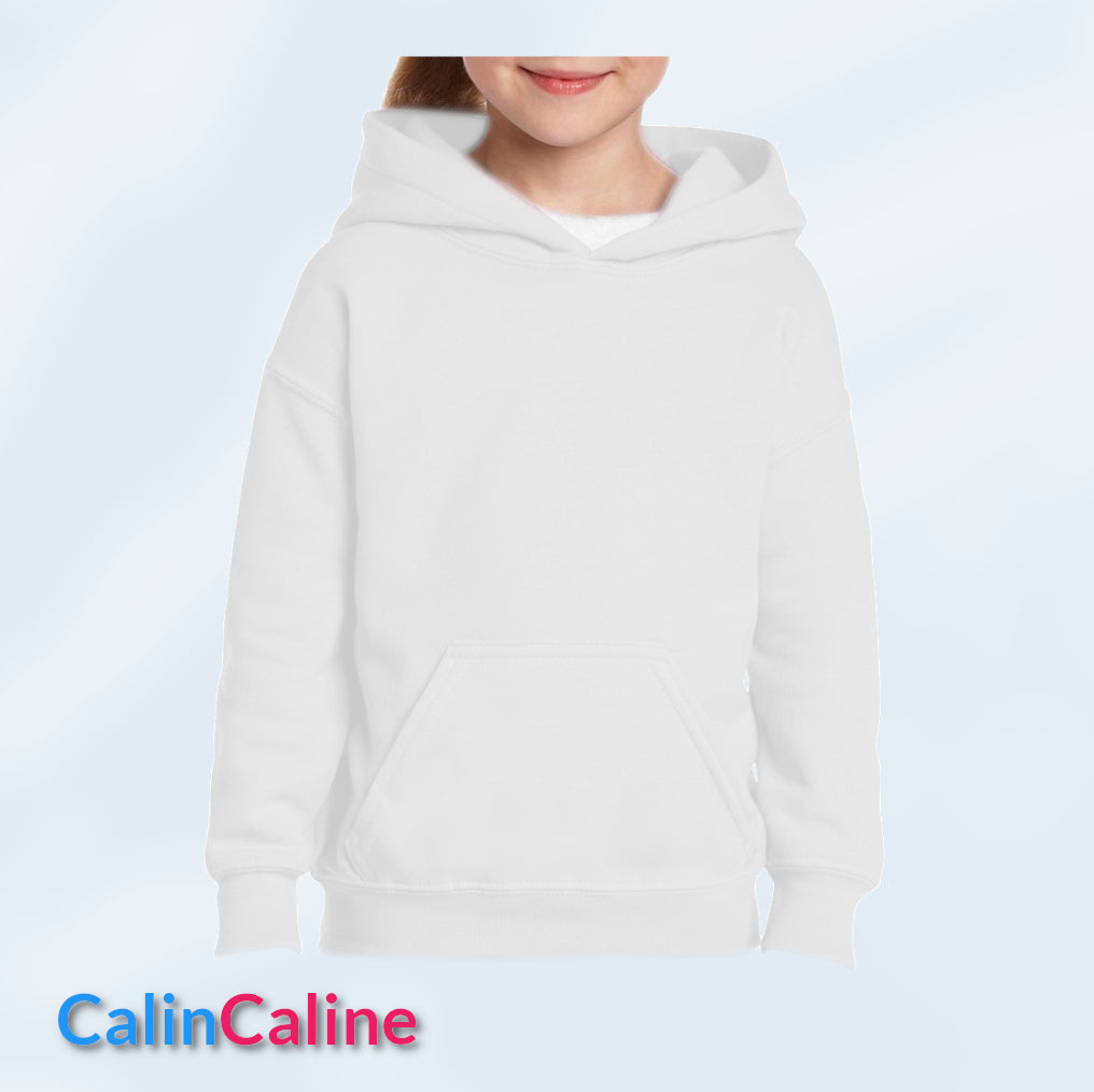 Hoodies Enfant Blanc A Capuche | A Personnaliser | De 3 à 8 ans | Avec Prénom Brodé