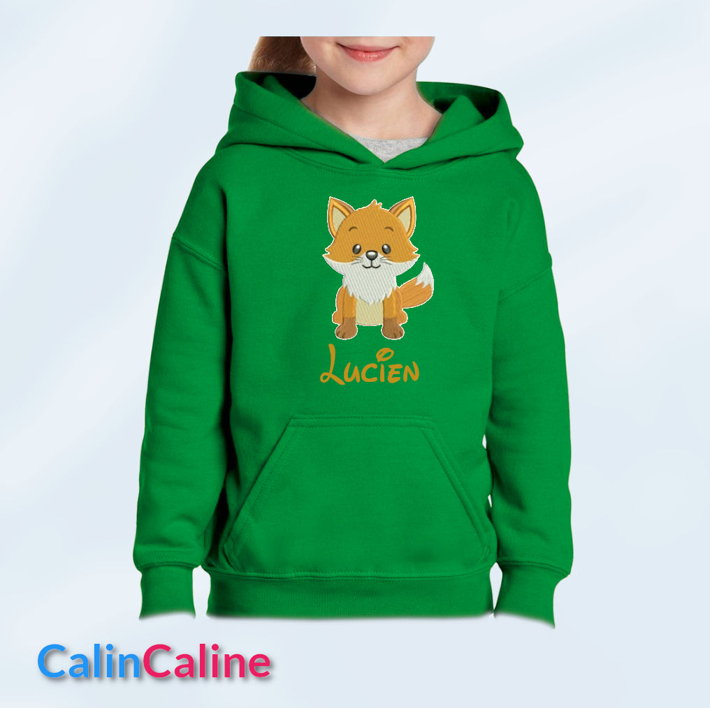 Hoodies Enfant Vert A Capuche | A Personnaliser | De 3 à 8 ans | Avec Prénom Brodé