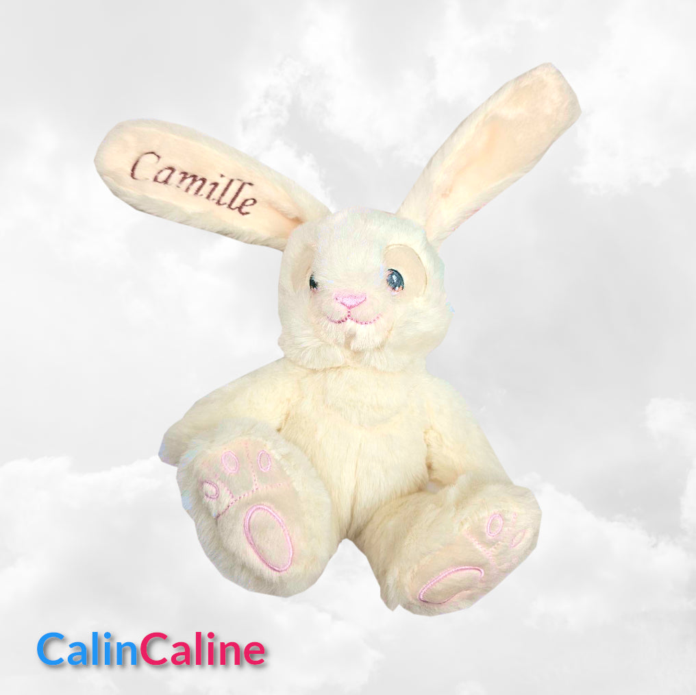 Peluche Lapin Câlin 15cm 100% Recyclé | Beige | Avec Prénom Brodé