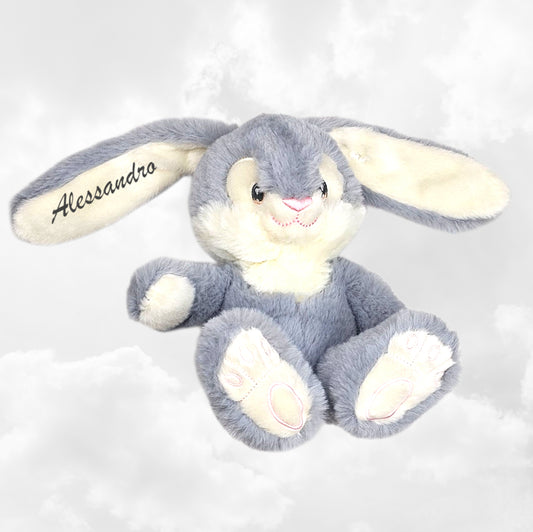Peluche Lapin Câlin 15cm 100% Recyclé | Gris | Avec Prénom Brodé