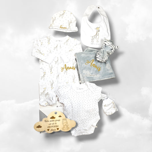 Kit de naissance 6 pièces Baby Girafe | 3 tailles | A personnaliser