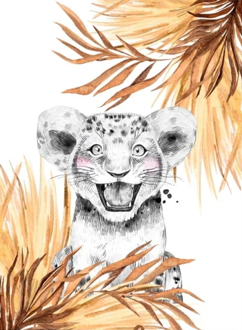 Bruine leeuwenwelp geruite deken | 70 cm x 95 cm | Keuze uit minky kleur