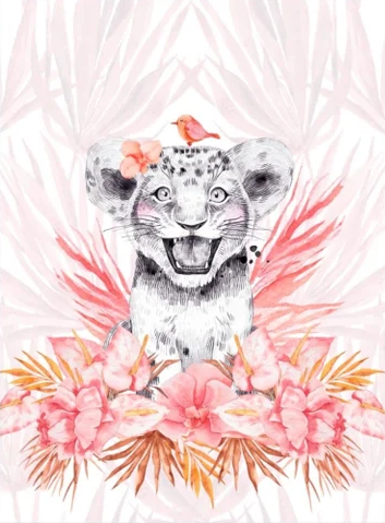 Pink Lion Cub Plaid Blanket | 70cm x 95cm | Choice of minky color