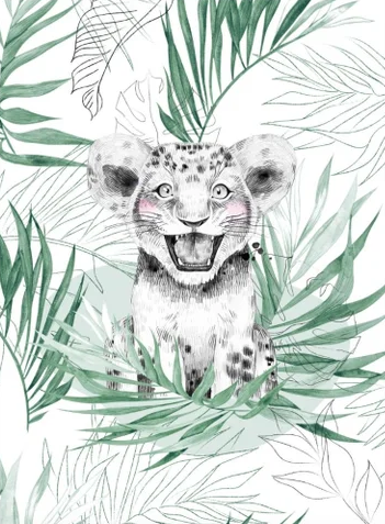 Green Lion Cub Plaid Blanket | 70cm x 95cm | Choice of minky color