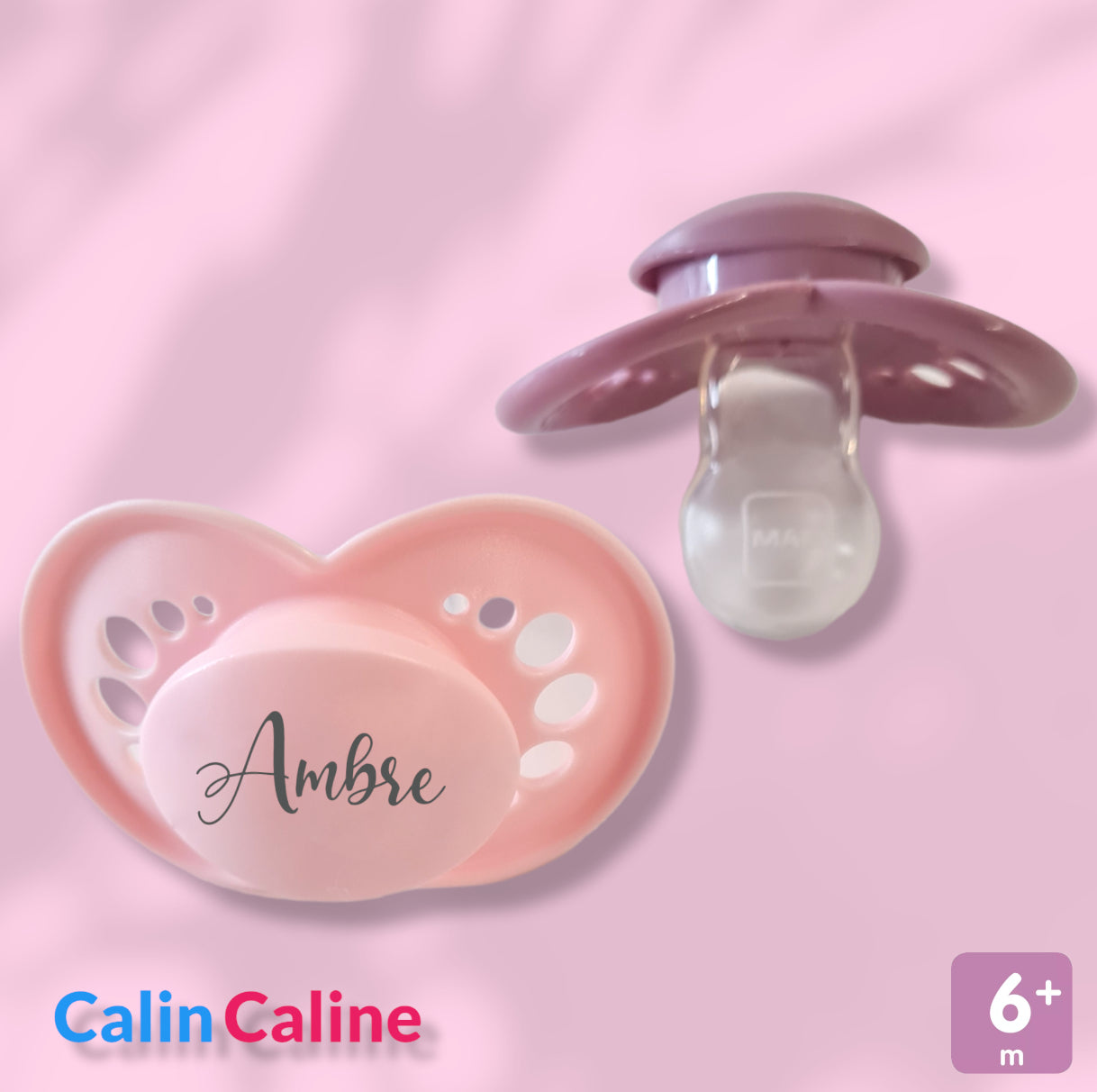 2 Sucettes MAM COLORS Personnalisées | 6+ mois | Rose blush & Violet