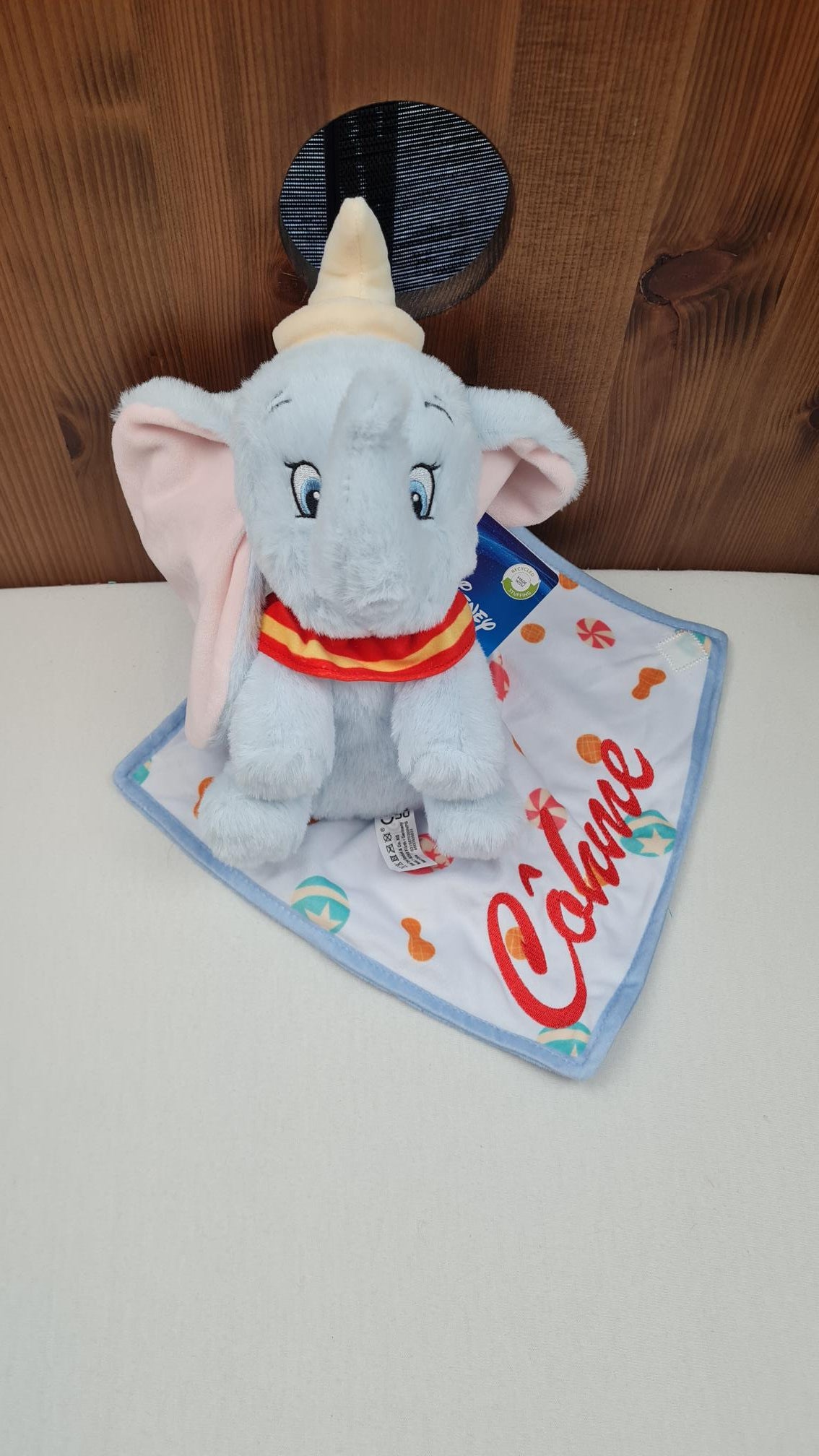 Doudou Peluche Dumbo 25cm avec Mouchoir Personnalisé | Nicotoy