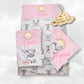 Pack Bébé Personnalisé | Couverture + Doudou 30cm + Protège carnet assortis | Fille | Coton