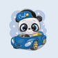 Couverture Plaid Bébé Panda Voiture | 70cm x 95cm | Couleur minky au choix