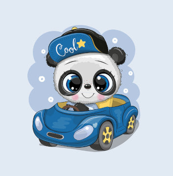 Couverture Plaid Bébé Panda Voiture | 70cm x 95cm | Couleur minky au choix
