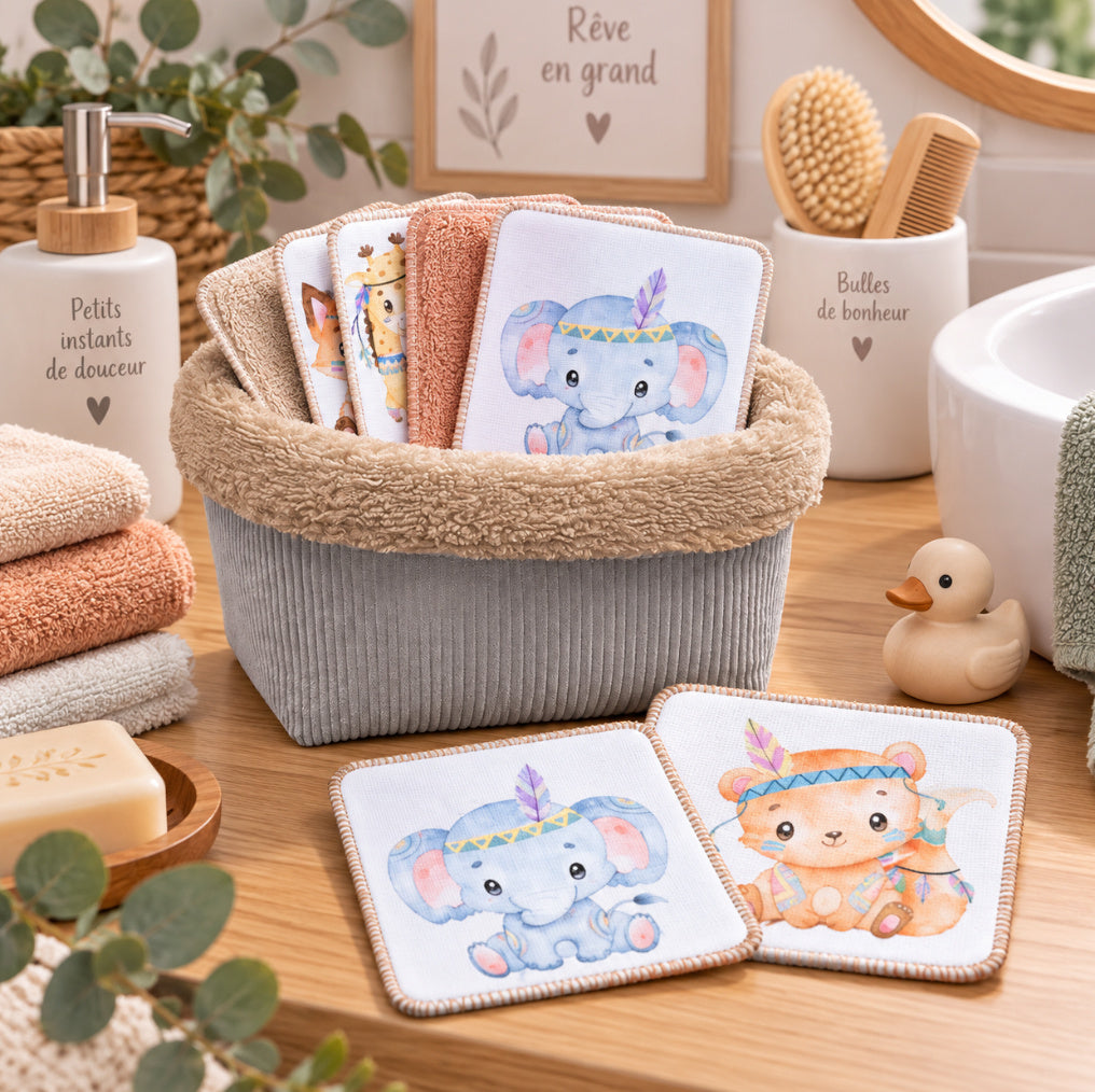 Créez Votre Panier à Lingettes Lavables Pour Bébé | Animaux Indiens