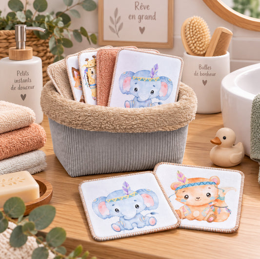 Créez Votre Panier à Lingettes Lavables Pour Bébé | Animaux Indiens