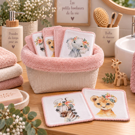Créez Votre Panier à Lingettes Lavables Pour Bébé | Safari Fille