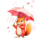 Couverture Plaid Ecureuil Parapluie | 70cm x 95cm | Couleur minky au choix