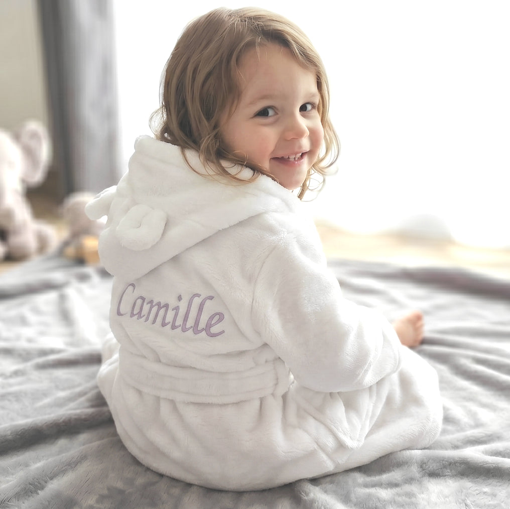 Peignoir enfant | Blanc | Personnalisé avec prénom | 3 tailles