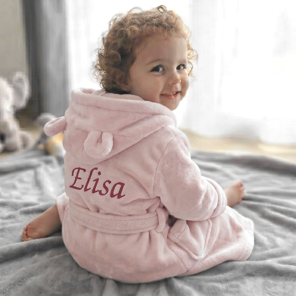 Peignoir enfant | Rose | Personnalisé avec prénom | 3 tailles