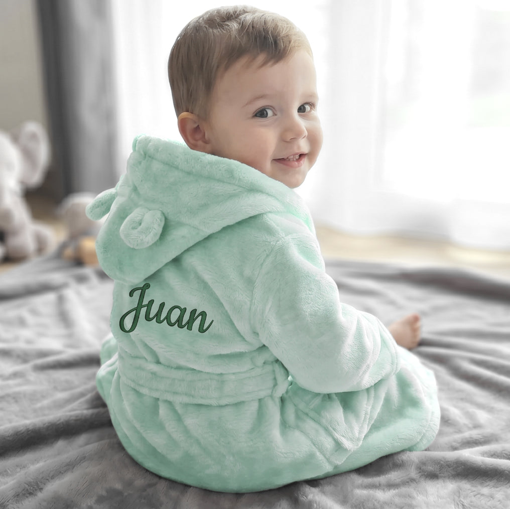 Peignoir enfant | Vert menthe | Personnalisé avec prénom | 3 tailles