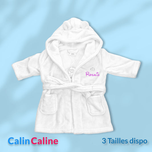 Children's bathrobe | White | Personalized with first name | 3 sizes