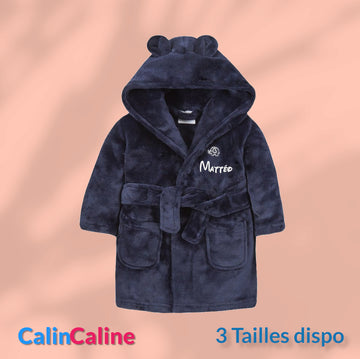 Peignoir enfant | Bleu nuit | Personnalisé avec prénom | 3 tailles
