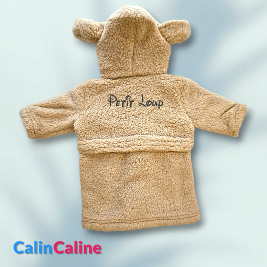 Children's dog bathrobe | Beige | Personalized with first name | 3 sizes