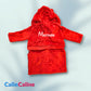 Children's bathrobe | Red | Personalized with first name | 3 sizes