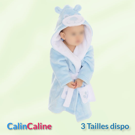 Kinderbadjas teddybeer | Hemelsblauw | Gepersonaliseerd met voornaam | 3 maten