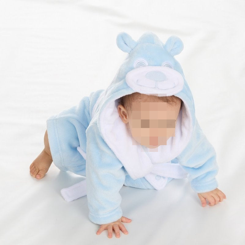 Peignoir ourson enfant | Bleu ciel | Personnalisé avec prénom | 3 tailles
