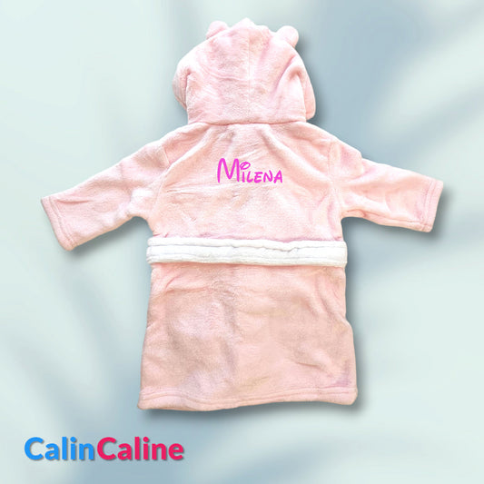 Children's teddy bear bathrobe | Pink | Personalized with first name | 3 sizes