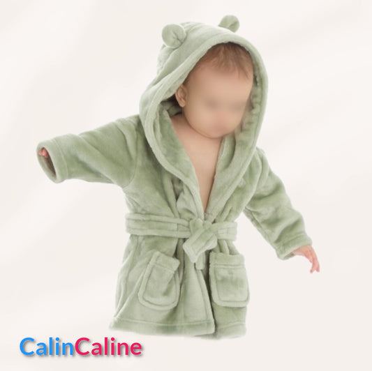 Children's bathrobe 6-24 months | Sage Green | Embroidered first name | 3 sizes