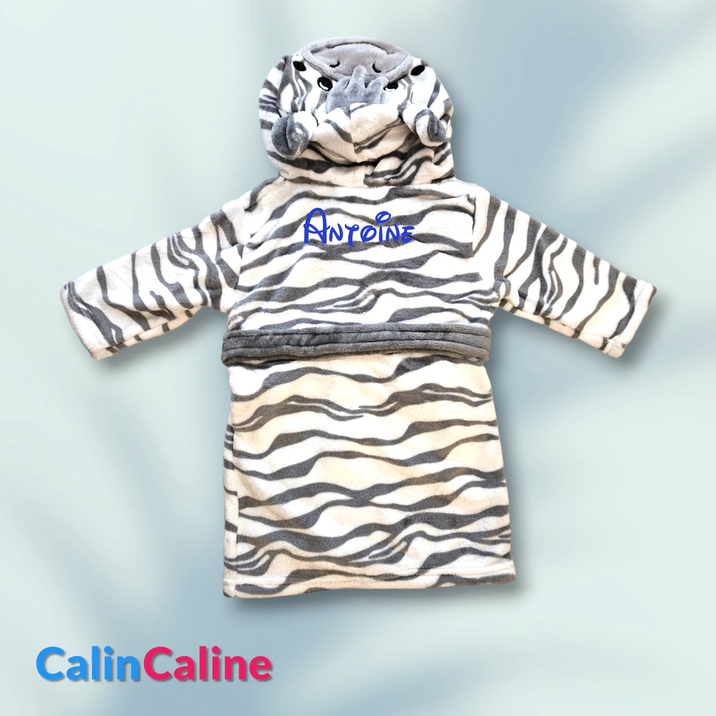 Children's Zebra bathrobe | Gray and White | Personalized with first name | 3 sizes