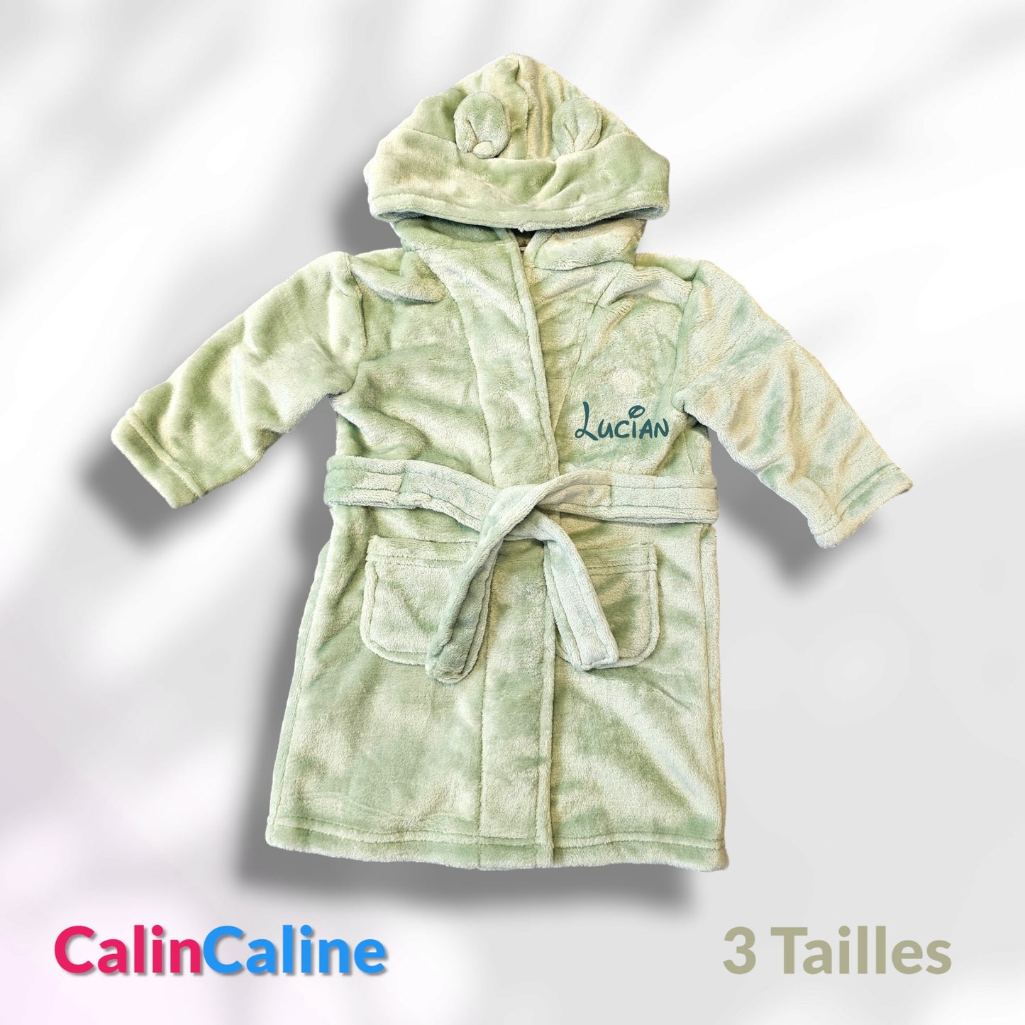 Peignoir enfant 6-24 mois  | Vert Sage | Prénom brodé | 3 tailles