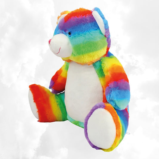 Peluche Mumbles Zippies Brodée | Ourson Arc-En-Ciel | A personnaliser
