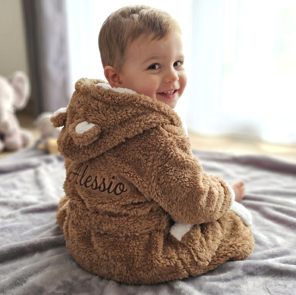 Peignoir Ourson enfant | Brun | Personnalisé avec prénom | 3 tailles