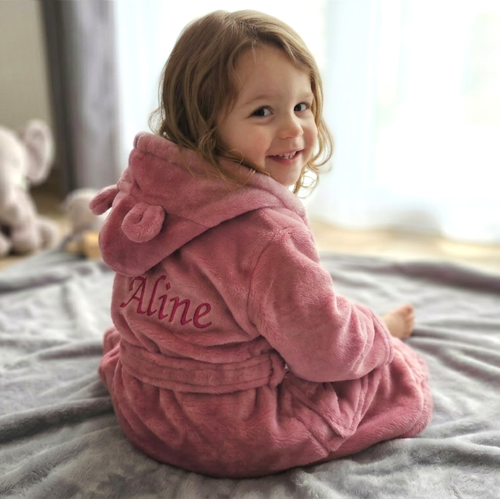 Peignoir enfant 6-24 mois | Rose Fox | Prénom brodé | 3 tailles