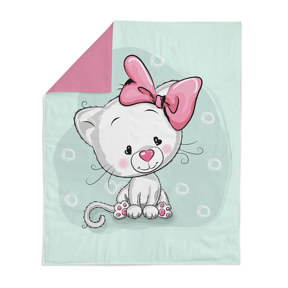 Couverture Plaid Bébé Chat Ruban | 70cm x 95cm | Minky au choix