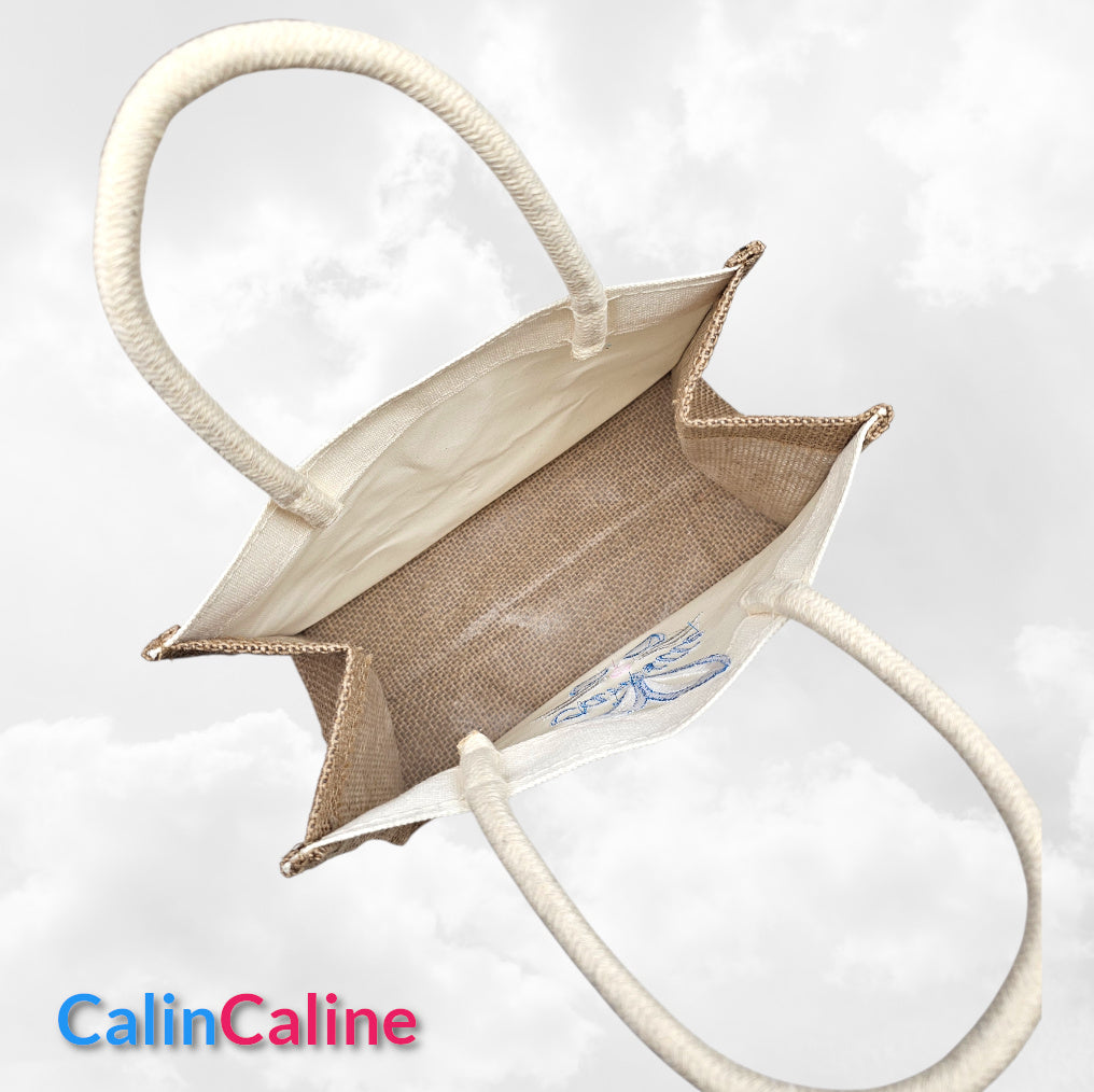 Petit Sac en Jute 23cm Personnalisé | Pâques | Lapinou Garçon